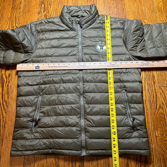 32 Degrees Heat Milwaukee Bucks Puffer Down Jacket Men's L Full Zip Olive Green - Picture 5 of 8